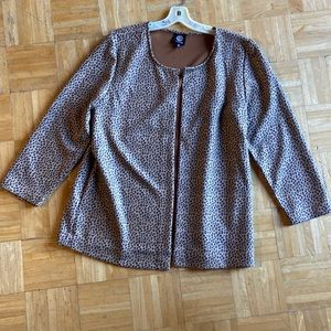 Bobeau Faux Suede open-front jacket - size XL - cheetah print w/brown lining